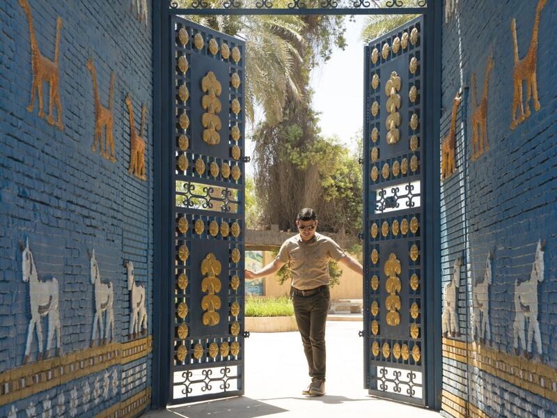 A picture taken on June 29, 2019 shows the the Ishtar Gate at the ancient archaeological site of Babylon, south of the Iraqi capital Baghdad.  Hussein FALEH / AFP