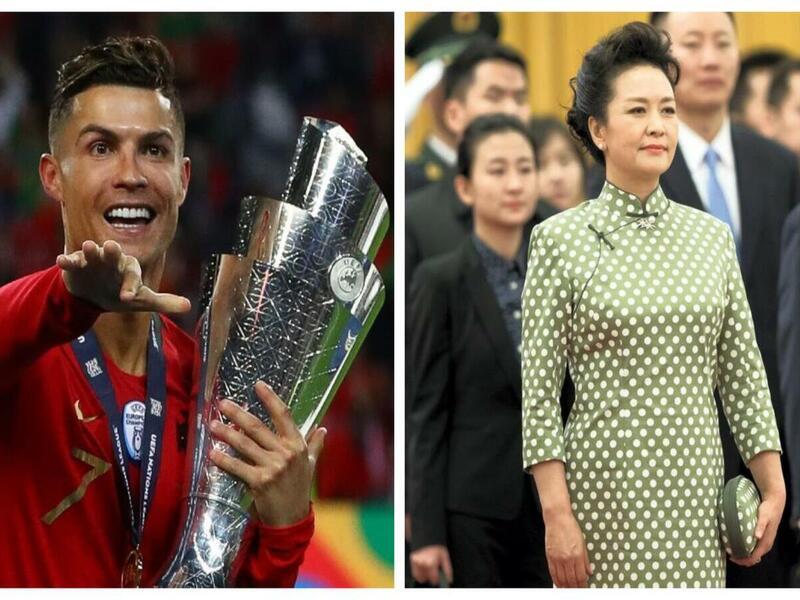 (المركز السابع) قائمة الرجال: اللاعب البرتغالي كريستيانو رونالدو / قائمة النساء: زوجة الرئيس الصيني بينج ليوان.