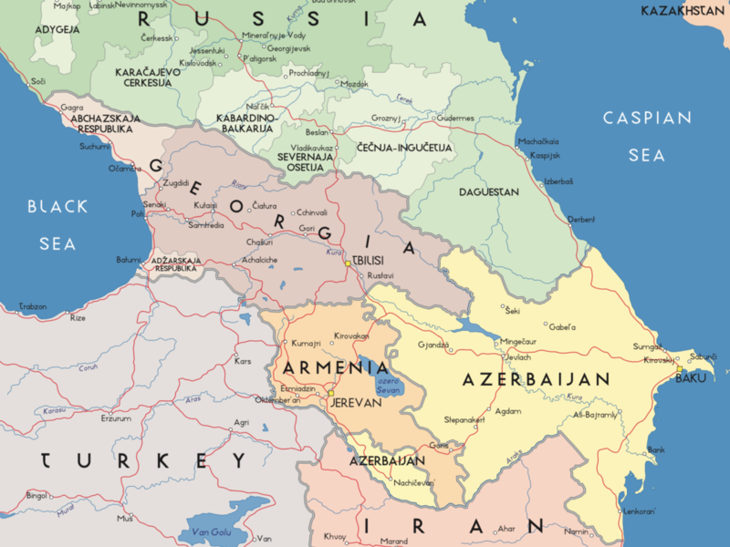 Map of the Caucasus region /Shutterstock