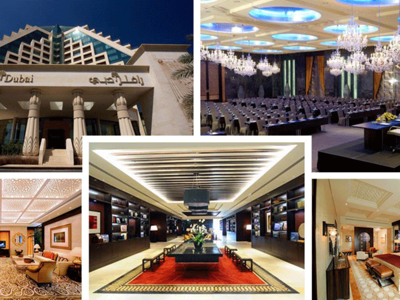2. Raffles Dubai (UAE): Set amid tropical gardens, this pyramid-shaped luxury hotel is connected to the WAFI Mall, and is 4 km from Dubai World Trade Centre. 