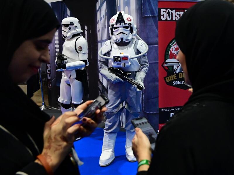 Cosplayers attend the Middle East Film & Comic Con on April 13 , 2019, in Dubai.  GIUSEPPE CACACE / AFP