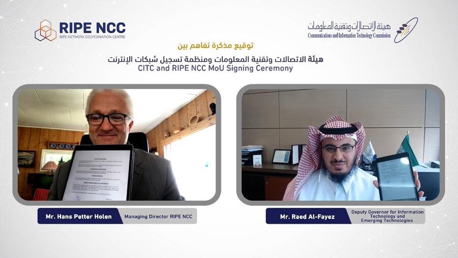 منظمة رايب إن. سي. سي توقع مذكرة تفاهم مع هيئة الاتصالات وتقنية المعلومات في المملكة العربية السعودية لتعزيز سبل تطوير قطاع الإنترنت