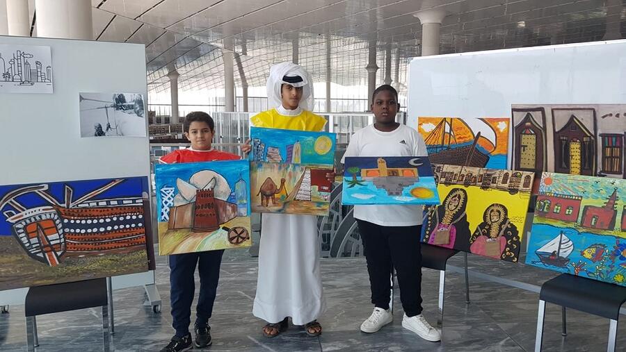 قطر في عيون أطفالها في معرض (ريشة) الفني لأعمال الأطفال