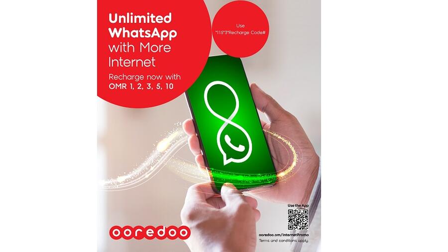 Ooredoo  تقدم لعملائها إنترنت لا محدود على تطبيق واتساب عند إعادة شحن الرصيد بباقات ’نت أكثر‘