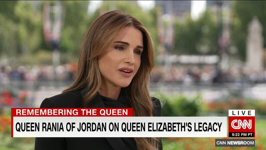 Queen Rania of Jordan says Queen Elizabeth was symbolically "Queen of the world"