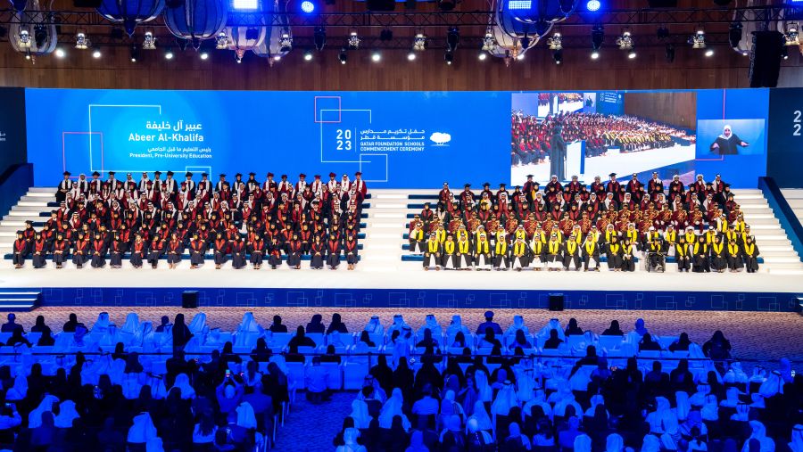 صاحبة السمو الشيخة موزا بنت ناصر تشهد الحفل الموحد لتكريم مدارس مؤسسة قطر