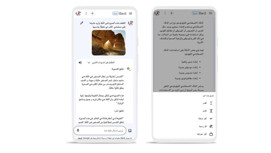 Google تطلق إمكانية سؤال Bard باستخدام الصور باللغة العربية