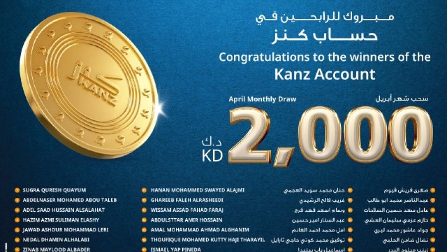 Burgan Bank Announces the Names of the Monthly Draw Winners of Kanz Account