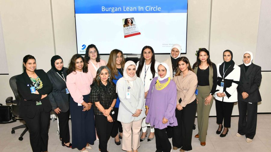 A group photo of Burgan Bank employees at the ‘Burgan Lean in Circle’ workshop
