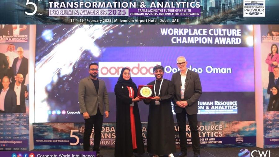 Ooredoo عُمان تحصد جائزة عالمية تكريمًا لنهجها الرائد القائم على تمكين الموظفين 