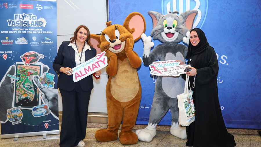 جزيرة ياس تتعاون مع العربية للطيران ومطارات أبوظبي للاحتفال بأول رحلة جوية مباشرة من ألماتي إلى أبوظبي