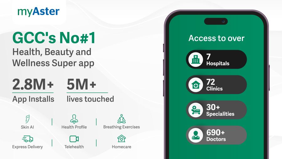 تطبيق ماي أستر (myAster) يوسع نطاق تغطيته، ويساعد أكثر من 5 ملايين شخص في ثلاث سنوات