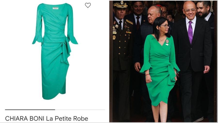 Delcy Rodriguez dress is by Italian designer Chiara Boni 