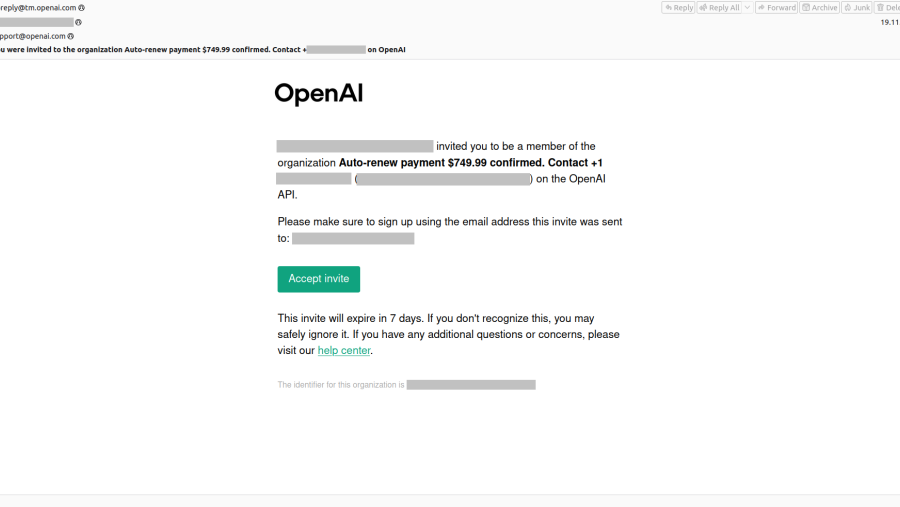 Kaspersky detected a scam exploiting OpenAI's teamwork features