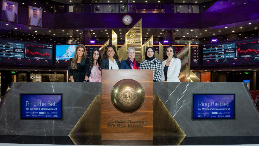 بورصة الكويت تجدد التزامها العالمي بتمكين المرأة بقرع الجرس للعام التاسع