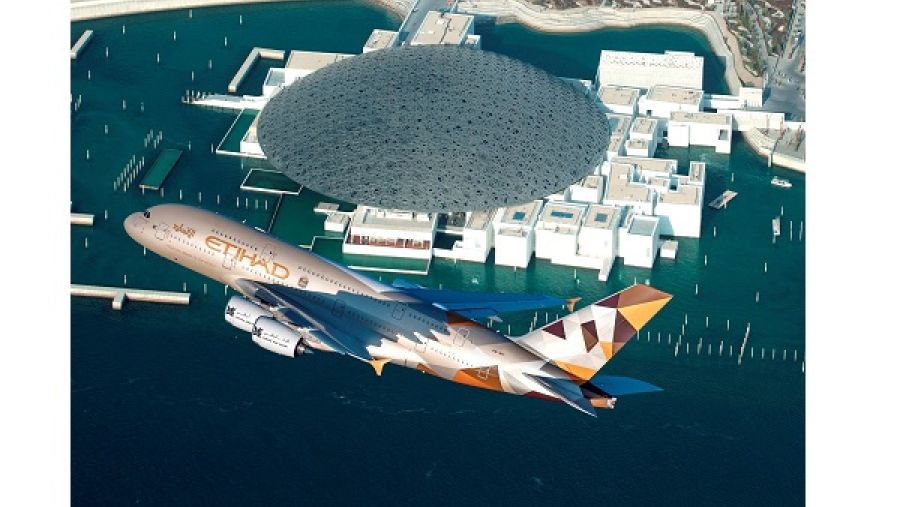 الاتحاد للطيران A380 متحف اللوفر أبو ظبي