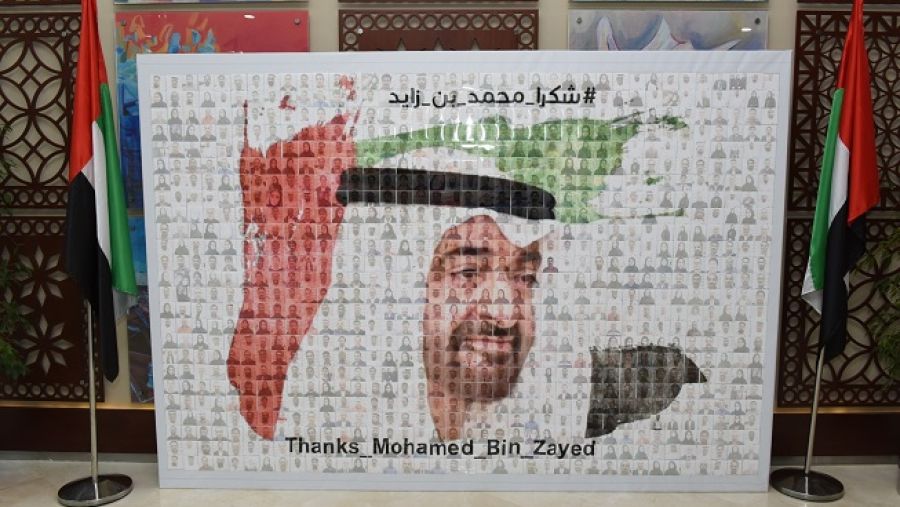 لوحة موزاييك "شكراً محمد بن زايد"