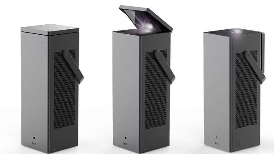 يأتي CineBeam جهاز الليزر للإسقاط الضوئي 4K من إل جي بحجم صغير قابل للحمل وتصميم بارز.