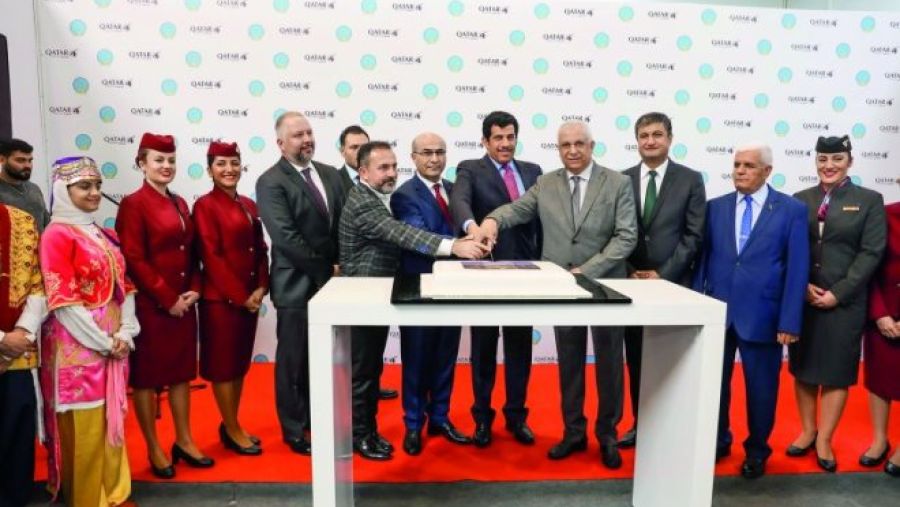 نظمت مراسم احتفالية بمشاركة والي المدينة محمود دميرطاش، بالقافلة الأولى للخطوط الجوية القطرية.