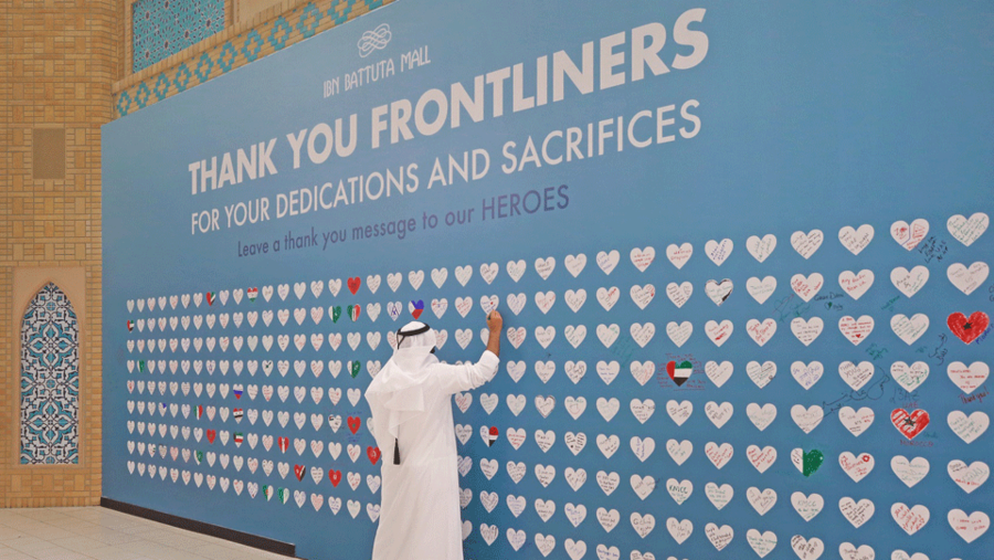 "ابن بطوطة مول" يشارك بأكثر من 1000 رسالة شكر مليئة بالحب لأبطال خط الدفاع الأول بدبي