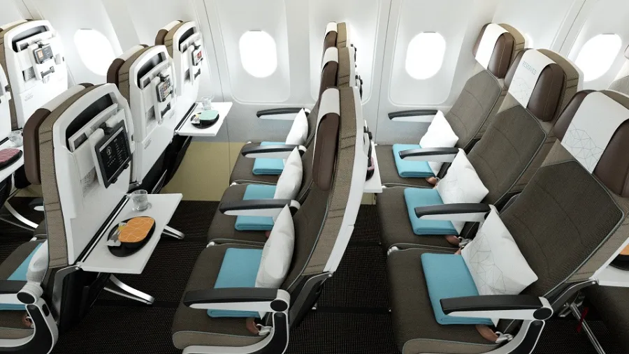  مقصورات حديثة عصرية على امتداد طائرات إبرباص A320/A321 للرحلات الإقليمية تضم مقاعد بمساحة إضافية Extra-spatial Design الجديدة الرائدة في القطاع