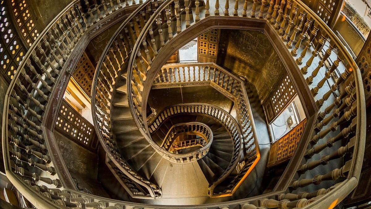Staircase in Cairo’s Indian-inspired Baron Empain Palace (Twitter)