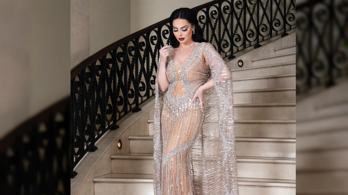 Diana Karazon chose a silver and beige dress for her concert in Jerashs southern theater Source dianakarazonw Instagram