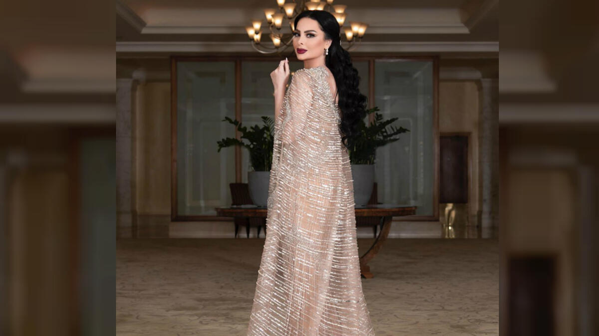 Diana Karazon chose a silver and beige dress for her concert in Jerashs southern theater Source dianakarazonw Instagram