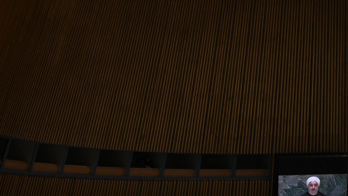 Iranian President Hassan Rouhani speaks during the 74th Session of the General Assembly at the United Nations headquarters in New York on September 25, 2019. TIMOTHY A. CLARY / AFP