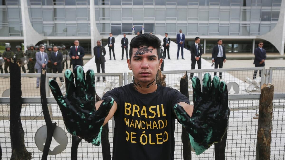 The source of the patches remain a mystery despite President Jair Bolsonaro's assertions they came from outside the country and were possibly the work of criminals. Sergio LIMA / AFP