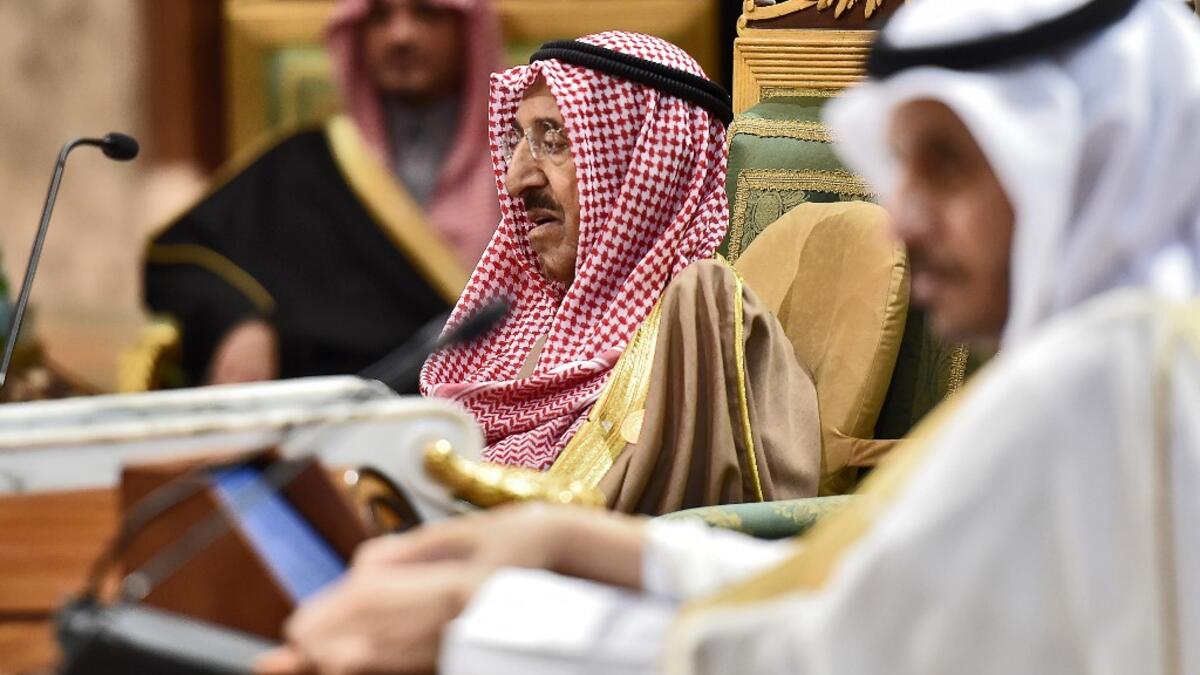 Sheikh Sabah Al-Ahmad Al-Jaber Al-Sabah (C), Emir of Kuwait, attends a session of the 40th Gulf Cooperation Council (GCC) summit held at the Saudi capital Riyadh on December 10, 2019. Fayez Nureldine / AFP
