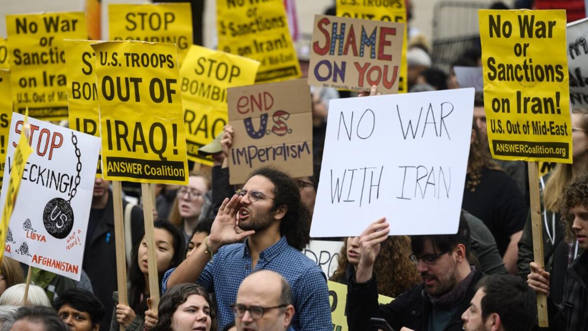 Demonstrators are protesting the US drone attack which killed Iran's Major General Qasem Soleimani in Iraq on January 3, a dramatic escalation in spiralling tensions between Iran and the US, which pledged to send thousands more troops to the region. ANDREW CABALLERO-REYNOLDS / AFP