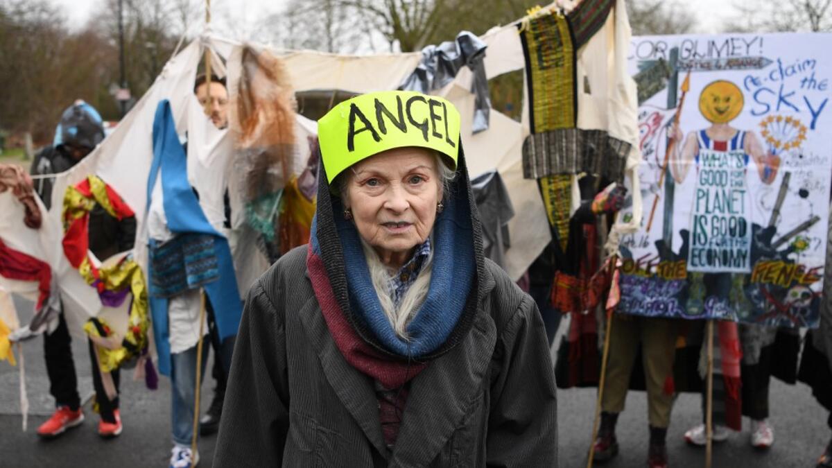 British fashion designer and activist Vivienne Westwood arrives to join supporters of WikiLeaks founder Julian Assange outside Woolwich Crown Court in southeast London on February 24, 2020, on the day of the opening of the full hearing into a US request for Assange's extradition. A British court on February 24 starts hearing Washington's extradition request for WikiLeaks founder Julian Assange in a test case of media freedoms in the digital age and the global limits of US justice.  DANIEL LEAL-OLIVAS / AFP