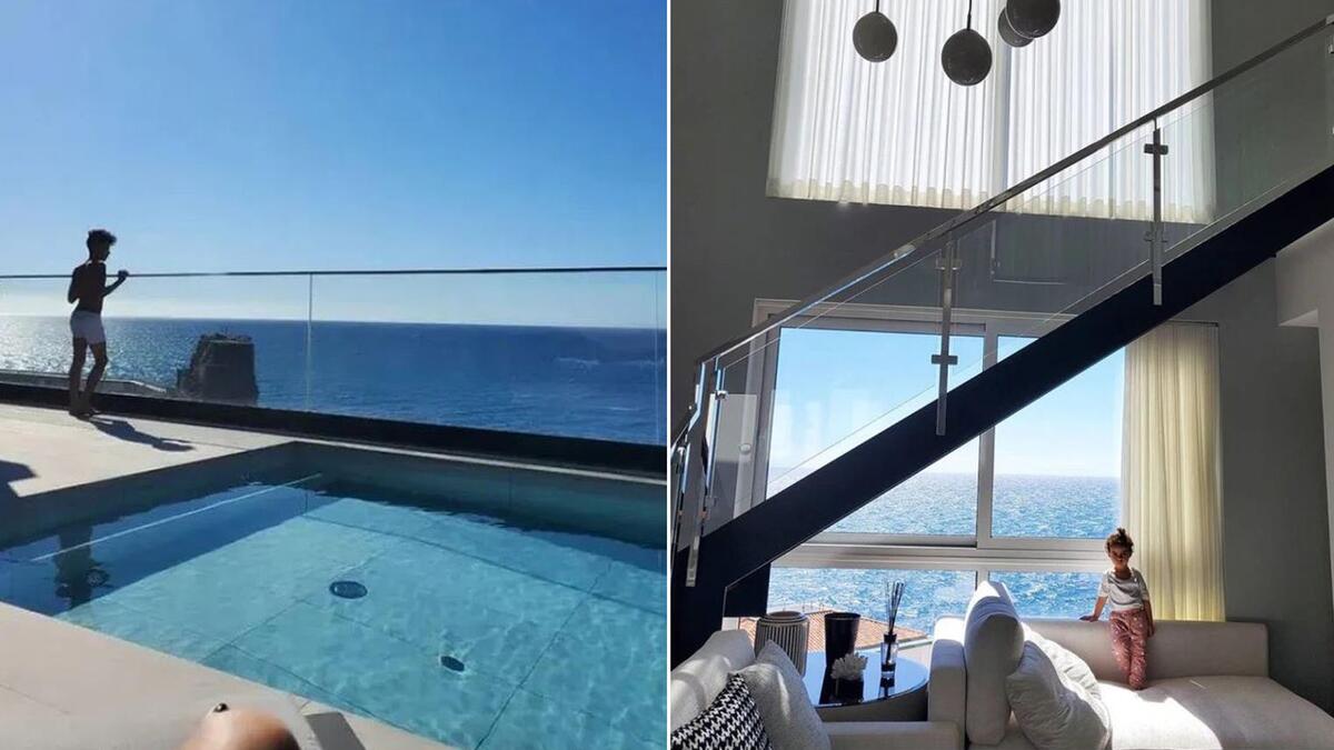 سافر نجم كرة القدم البرتغالي "كريستيانو رونالدو" مع عائلته الى جزيرة ماديرا، حيث يعيش في قصر فاخر يطل على المحيط الأطلسي مع مسبح خاص به على السطح.