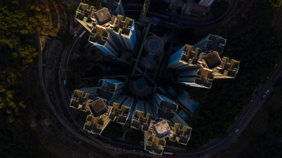 This aerial photograph taken on January 8, 2020 shows a housing estate in Hong Kong. DALE DE LA REY / AFP