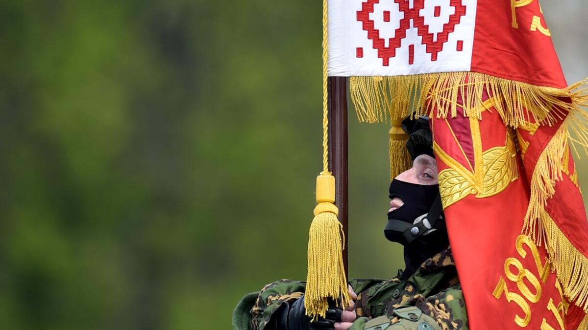 Belarus' servicemen take part in a military parade to mark the 75th anniversary of the Soviet Union's victory over Nazi Germany in World War Two, in Minsk on May 9, 2020. Sergei GAPON / AFPBelarus' servicemen take part in a military parade to mark the 75th anniversary of the Soviet Union's victory over Nazi Germany in World War Two, in Minsk on May 9, 2020. Sergei GAPON / AFP