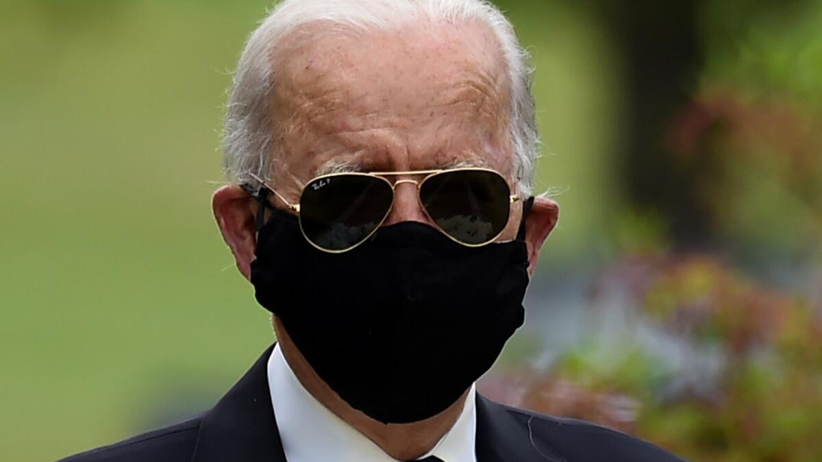 Democratic presidential candidate and former US Vice President Joe Biden arrives to pay his respects to fallen service members on Memorial Day at Delaware Memorial Bridge Veteran's Memorial Park in Newcastle, Delaware, May 25, 2020. Olivier DOULIERY / AFP