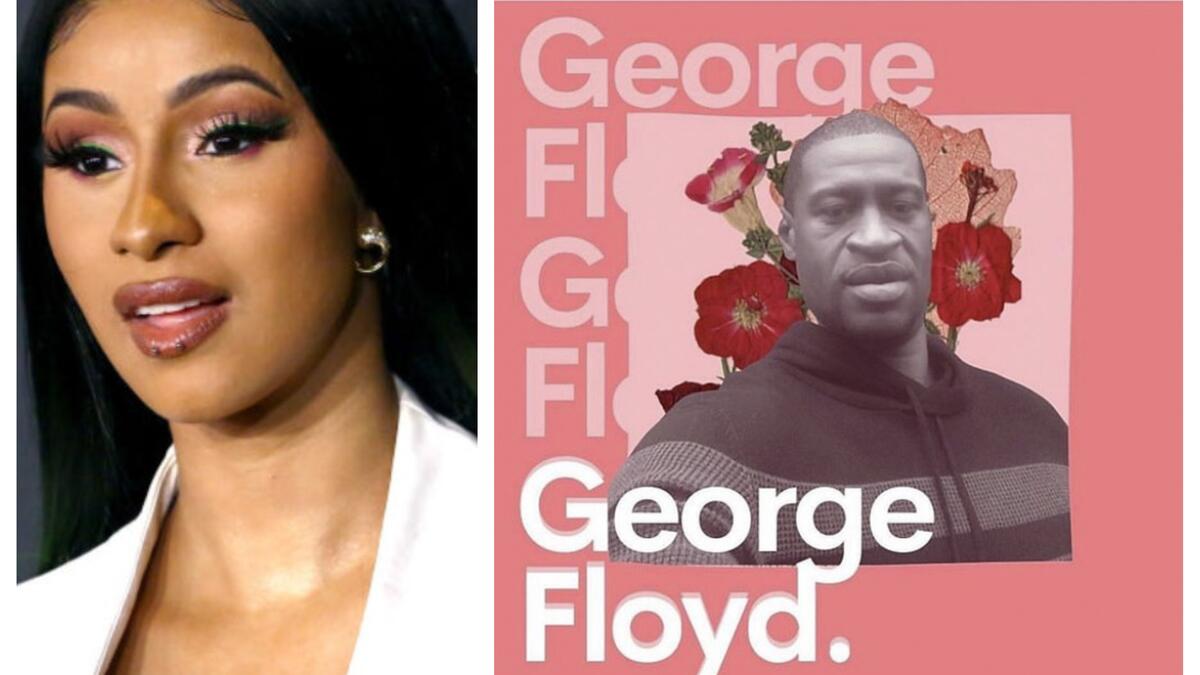 كاردي بي: نشرت المغنية الأمريكية صورة لـ"فلويد" محاط بالورود وأرفقتها بـ"لقد طفح الكيل! ماذا سيحدث؟ حرب أهلية؟ رئيس جديد؟ أعمال شغب عنيفة؟ أنا مجهدة والبلد متعبة! أنت لا تخشى الناس عندما تفعل ذلك أنت فقط تظهر كم أنت جبان!".