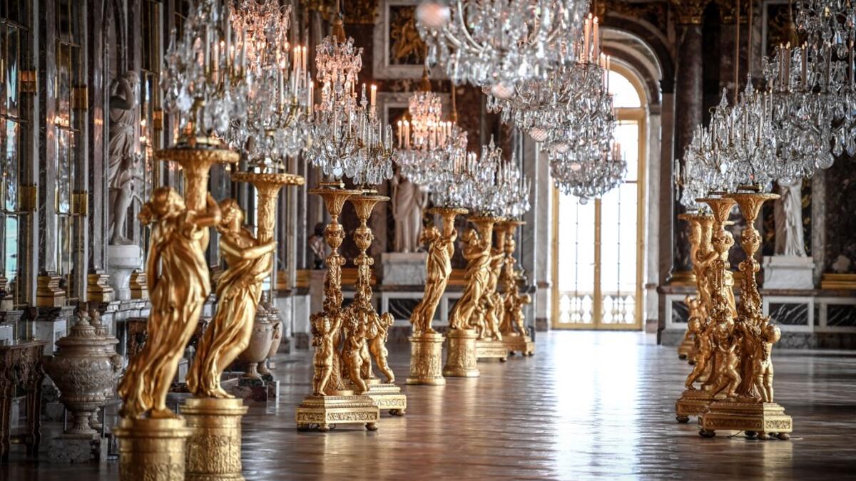 A picture taken in the Chateau de Versailles (Palace of Versailles) in Versailles near Paris, on June 5, 2020, shows the Galerie des Glaces (Hall of Mirrors) on the eve of it re-opening after 82 days of closure due to the novel coronavirus (COVID-19) outbreak. The Palace of Versailles -- France's big tourist attraction with nearly 10 million tourists a year - will open on June 6 with no US or Asia tourists who represent 30% of its visitors. STEPHANE DE SAKUTIN / AFP