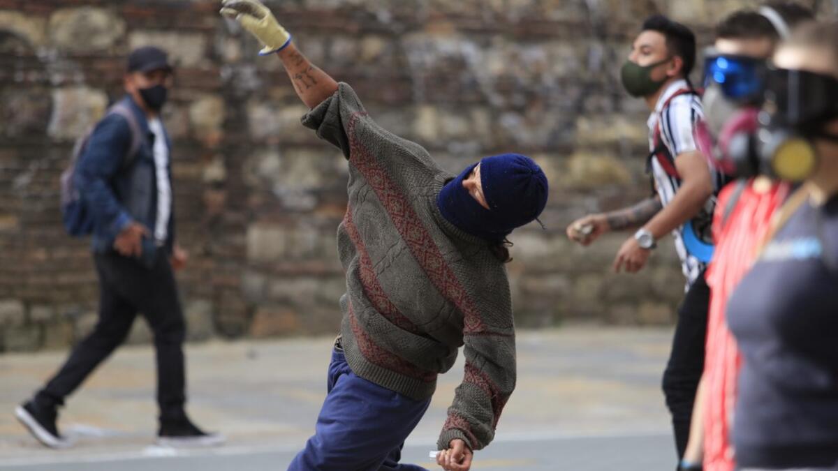 Bogota's Mayor Claudia Lopez, apologized this Sunday for the abuses of the public force, in a ceremony that gathered relatives of the dead and wounded during the bloody protests that broke out five days ago against police brutality in Colombia. DANIEL MUNOZ / AFP