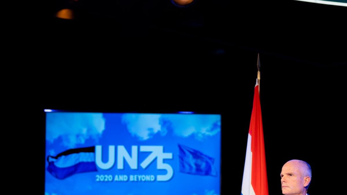 Dutch Minister of Foreign Affairs Stef Blok attends a virtual meeting on Syria in The Hague, on September 23, 2020. The Netherlands uses the UN General Assembly to lobby for support for a lawsuit against Syrian President Bashar al-Assad. Bart Maat / ANP / AFP