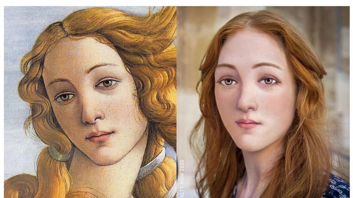 Venus from Botticelli’s famous “The Birth of Venus”, painted during the height of the Italian Renaissance,  by Becca Saladin (royalty_now_/Instagram)