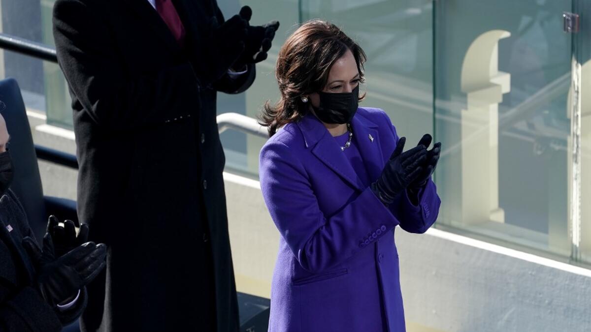 Vice President Kamala Harris is seen during the 59th Presidential Inauguration on January 20, 2021 in Washington, DC. During today’s inauguration ceremony Joe Biden becomes the 46th president of the United States. Greg Nash - Pool/Getty Images/AFP