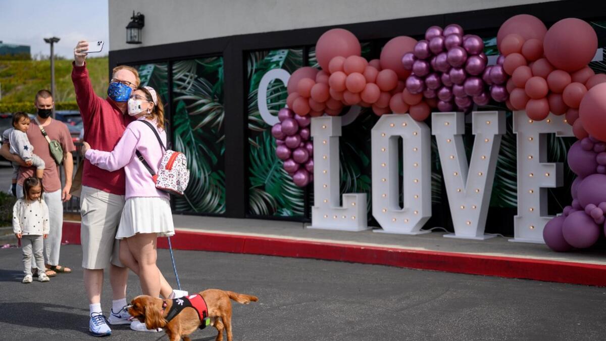 A view of the atmosphere at the Sun and Sea Collective Valentine's Day Pop Up Market on February 13, 2021 in El Segundo, California. Emma McIntyre/Getty Images/AFP