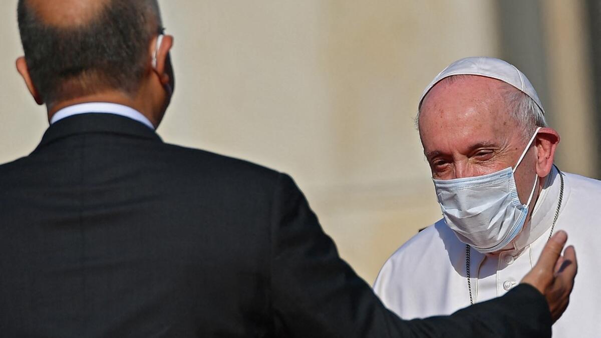 Iraqi President Barham Saleh welcomes Pope Francis