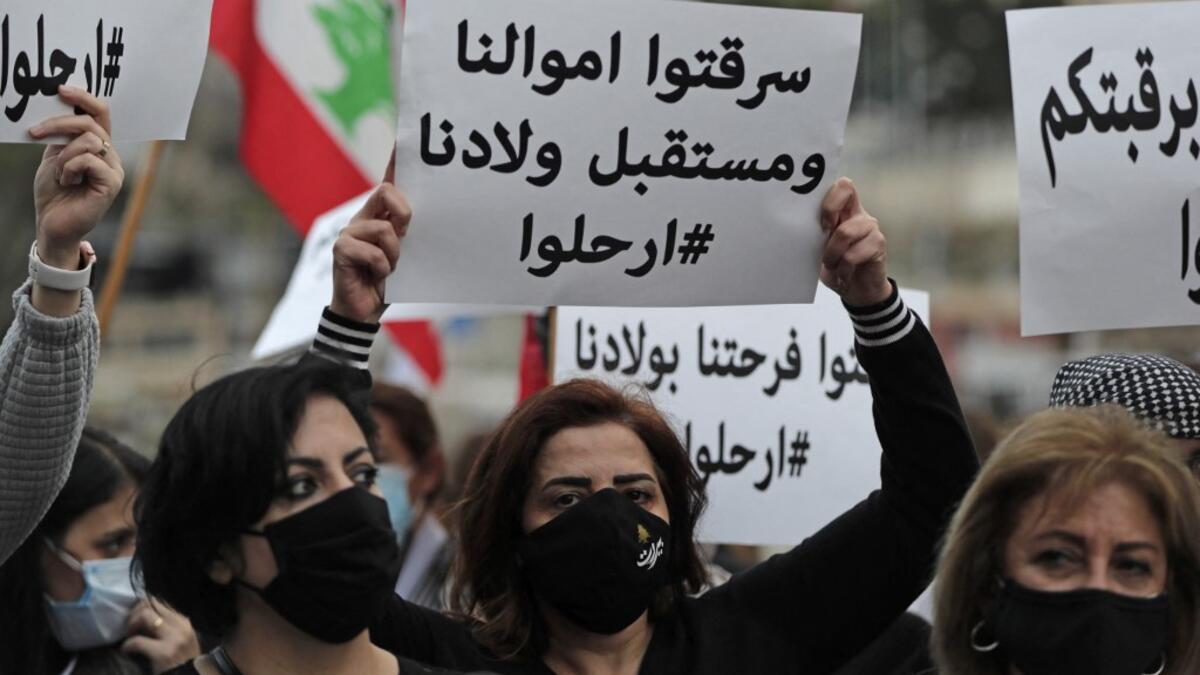 Lebanese women protest on the occasion of Mother's Day