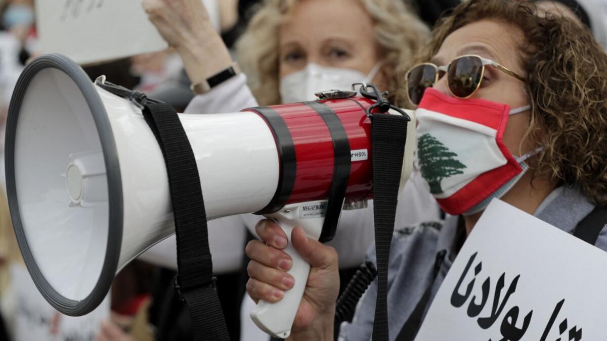 Lebanese women protest on the occasion of Mother's Day