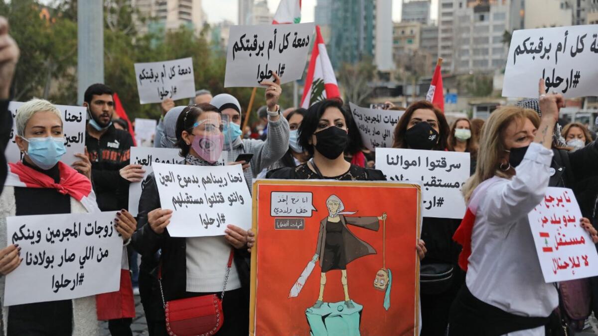 Lebanese women protest on the occasion of Mother's Day