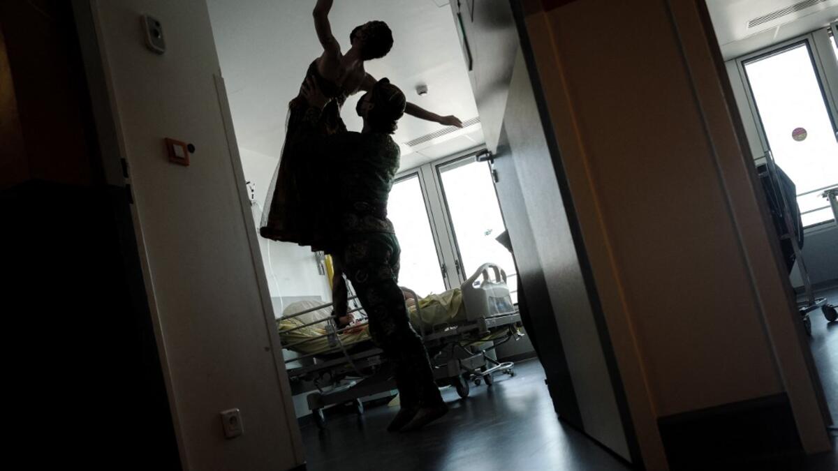 Ballet dancers in Children's hospital in Paris.
