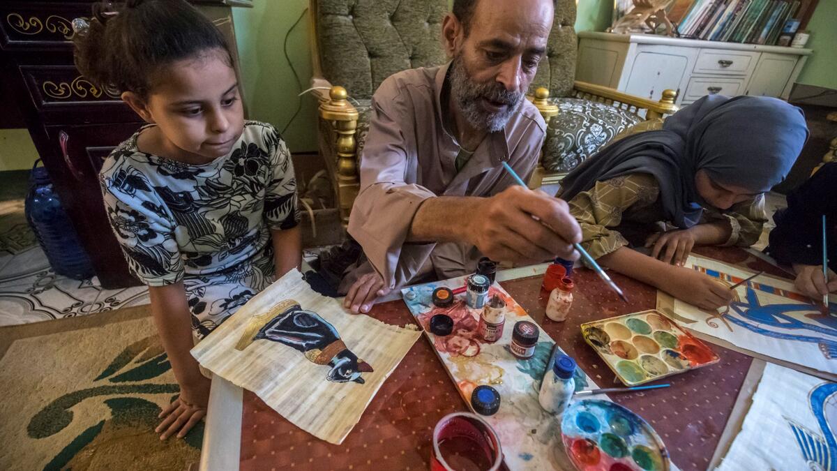 papyrus craft still common in the village of Al-Qaramus